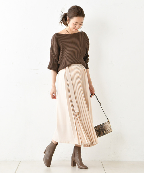 DouDou（ドゥドゥ）の「プリーツ切替スカート（スカート・レディース・ブラック/ベージュ/キャメル・36/38）」の13枚目の写真
