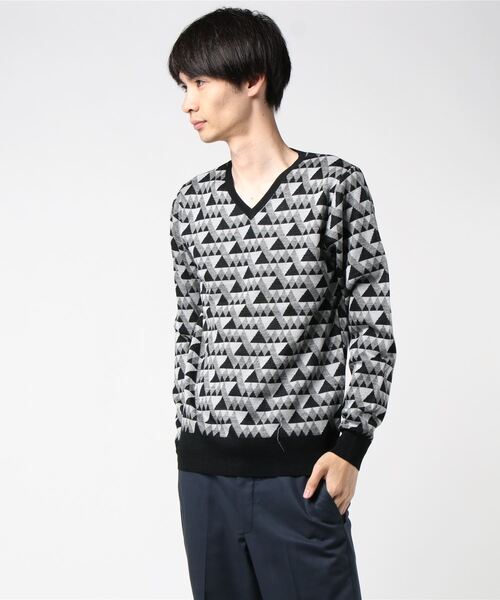 TETE HOMME(テットオム)の「マウンテンVネックニット(ニット/セーター)」|ブラック