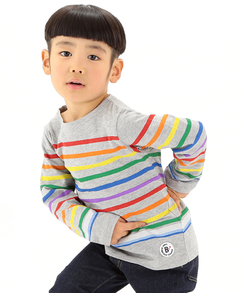 B:MING by BEAMS（ビーミングバイビームス）の「【＜VERY 3月号掲載＞ビーミング by ビームス / パネルボーダー ボートネック 】（Tシャツ/カットソー・キッズ・ホワイト/ネイビー/ライトグレー/その他1・110/130/120/80/100/140/150/90）」の4枚目の写真