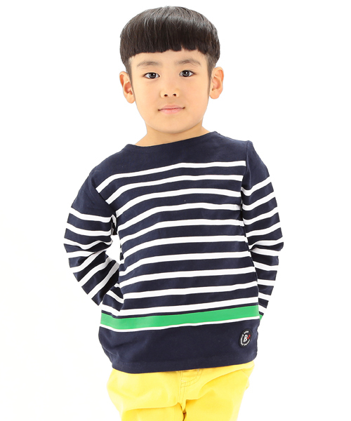 B:MING by BEAMS（ビーミングバイビームス）の「【＜VERY 3月号掲載＞ビーミング by ビームス / パネルボーダー ボートネック 】（Tシャツ/カットソー・キッズ・ホワイト/ネイビー/ライトグレー/その他1・110/130/120/80/100/140/150/90）」の3枚目の写真