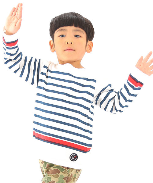 B:MING by BEAMS（ビーミングバイビームス）の「【＜VERY 3月号掲載＞ビーミング by ビームス / パネルボーダー ボートネック 】（Tシャツ/カットソー・キッズ・ホワイト/ネイビー/ライトグレー/その他1・110/130/120/80/100/140/150/90）」の11枚目の写真