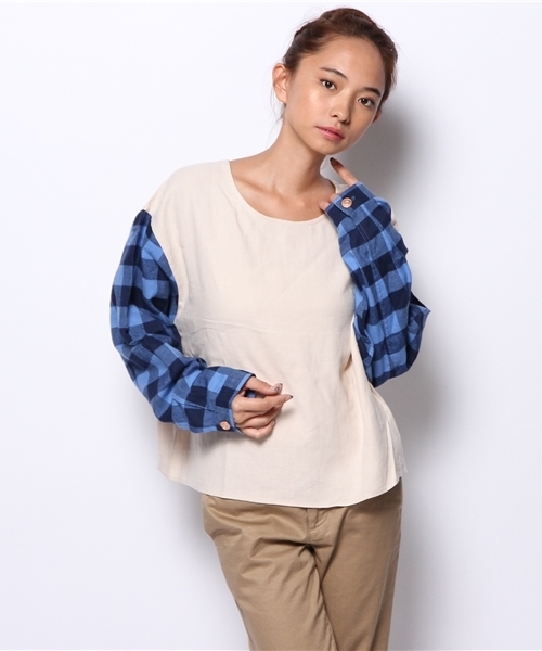 Kastane（カスタネ）の「【Kastane】チェックオーバーブラウス（シャツ/ブラウス・レディース・ブラック/ベージュ・FREE）」の3枚目の写真