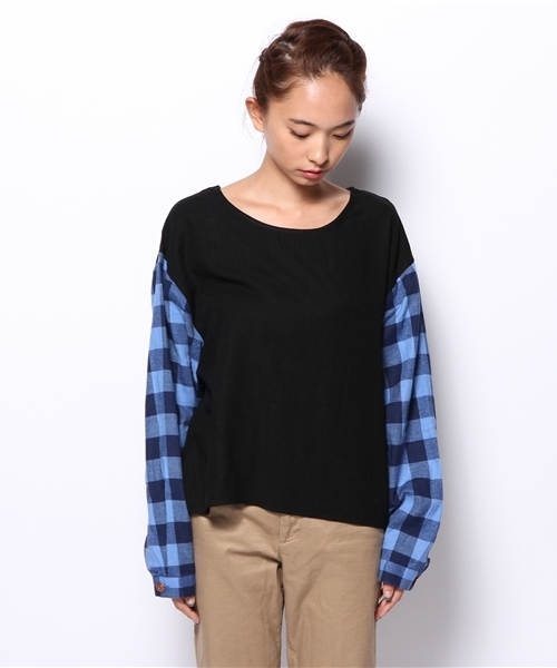 Kastane（カスタネ）の「【Kastane】チェックオーバーブラウス（シャツ/ブラウス・レディース・ブラック/ベージュ・FREE）」の4枚目の写真