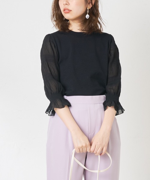 natural couture（ナチュラルクチュール）の「お上品マジョリカ袖ニット（ニット/セーター・レディース・ブラック/ベージュ/アイボリー・FREE）」の3枚目の写真