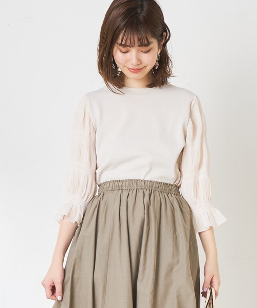 natural couture（ナチュラルクチュール）の「お上品マジョリカ袖ニット（ニット/セーター・レディース・ブラック/ベージュ/アイボリー・FREE）」の5枚目の写真