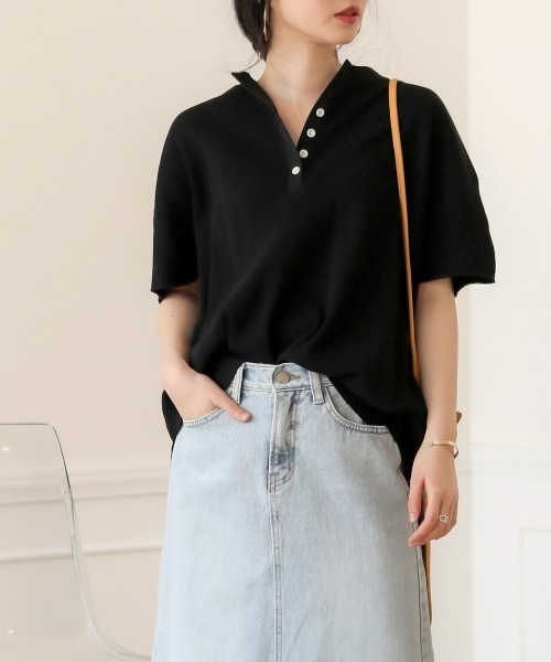 Bab（バブ）の「【WEB限定】抜け衿ワッフルチュニック（チュニック・レディース・ベージュ/ブラック/オフホワイト/パープル・FREE）」の3枚目の写真