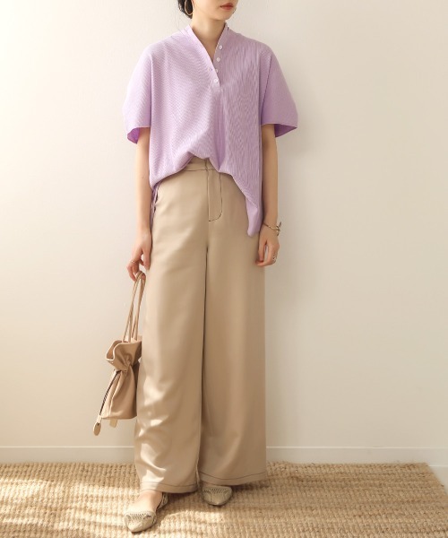 Bab（バブ）の「【WEB限定】抜け衿ワッフルチュニック（チュニック・レディース・ベージュ/ブラック/オフホワイト/パープル・FREE）」の11枚目の写真