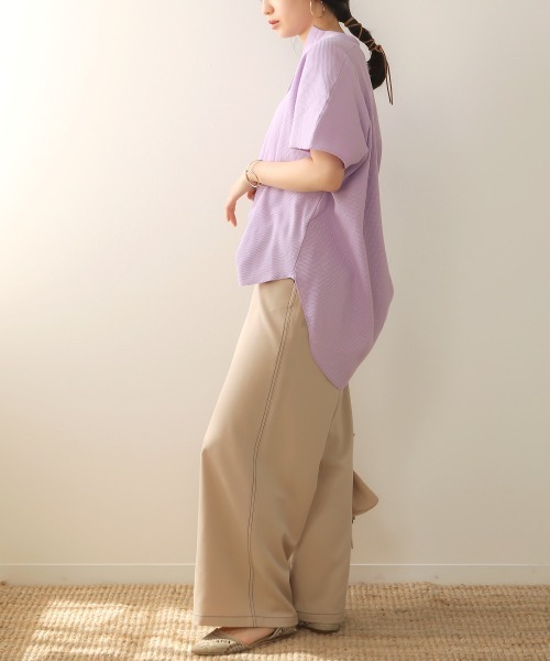 Bab（バブ）の「【WEB限定】抜け衿ワッフルチュニック（チュニック・レディース・ベージュ/ブラック/オフホワイト/パープル・FREE）」の20枚目の写真