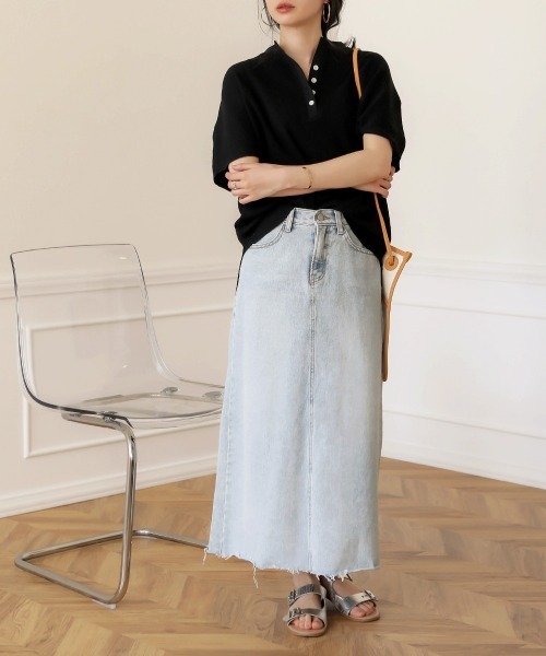 Bab（バブ）の「【WEB限定】抜け衿ワッフルチュニック（チュニック・レディース・ベージュ/ブラック/オフホワイト/パープル・FREE）」の16枚目の写真