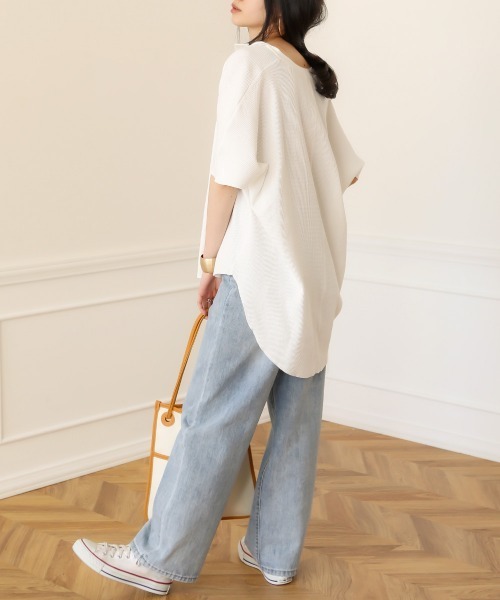 Bab（バブ）の「【WEB限定】抜け衿ワッフルチュニック（チュニック・レディース・ベージュ/ブラック/オフホワイト/パープル・FREE）」の13枚目の写真