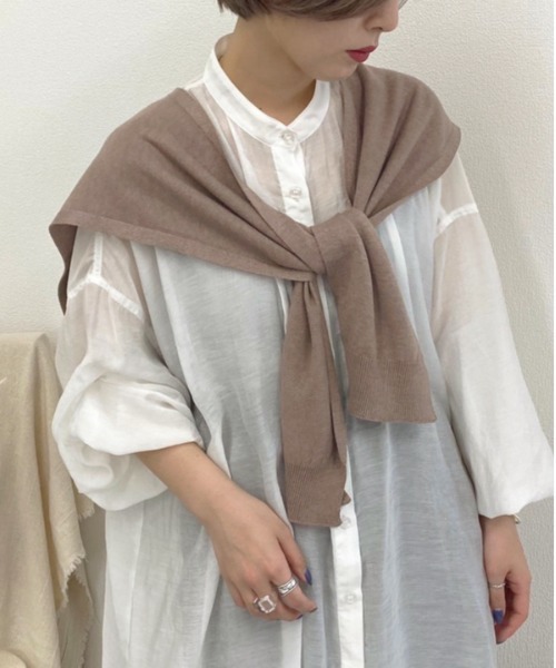 apres jour mignon（アプレジュールミニョン）の「肩掛け風コーデニット【ZOZOTOWN限定アイテム】（ストール/ショール・レディース・その他/モカ/ライトベージュ・フリー）」の5枚目の写真