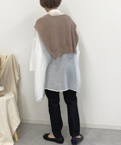 apres jour mignon（アプレジュールミニョン）の「肩掛け風コーデニット【ZOZOTOWN限定アイテム】（ストール/ショール・レディース・その他/モカ/ライトベージュ・フリー）」の12枚目の写真