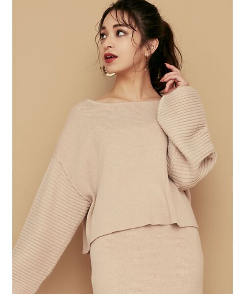 RESEXXY（リゼクシー）の「オーバーデザインニットトップス【セットアップ着用可能】（ニット/セーター・レディース・ブラック/オフホワイト/ピンク・FREE）」の3枚目の写真