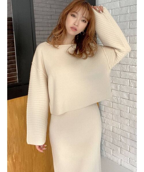 RESEXXY（リゼクシー）の「オーバーデザインニットトップス【セットアップ着用可能】（ニット/セーター・レディース・ブラック/オフホワイト/ピンク・FREE）」の9枚目の写真