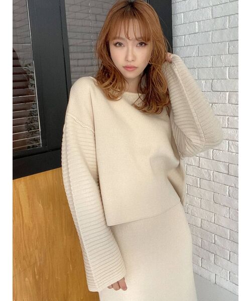 RESEXXY（リゼクシー）の「オーバーデザインニットトップス【セットアップ着用可能】（ニット/セーター・レディース・ブラック/オフホワイト/ピンク・FREE）」の6枚目の写真