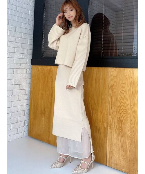 RESEXXY（リゼクシー）の「オーバーデザインニットトップス【セットアップ着用可能】（ニット/セーター・レディース・ブラック/オフホワイト/ピンク・FREE）」の4枚目の写真