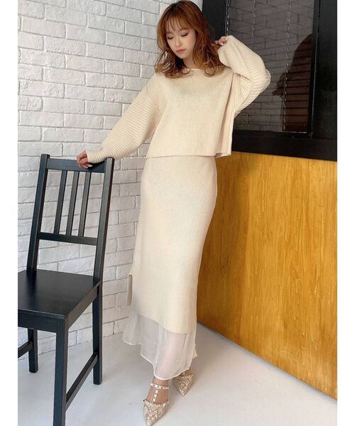 RESEXXY（リゼクシー）の「オーバーデザインニットトップス【セットアップ着用可能】（ニット/セーター・レディース・ブラック/オフホワイト/ピンク・FREE）」の7枚目の写真