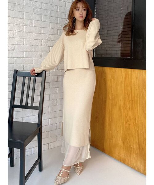 RESEXXY（リゼクシー）の「オーバーデザインニットトップス【セットアップ着用可能】（ニット/セーター・レディース・ブラック/オフホワイト/ピンク・FREE）」の8枚目の写真