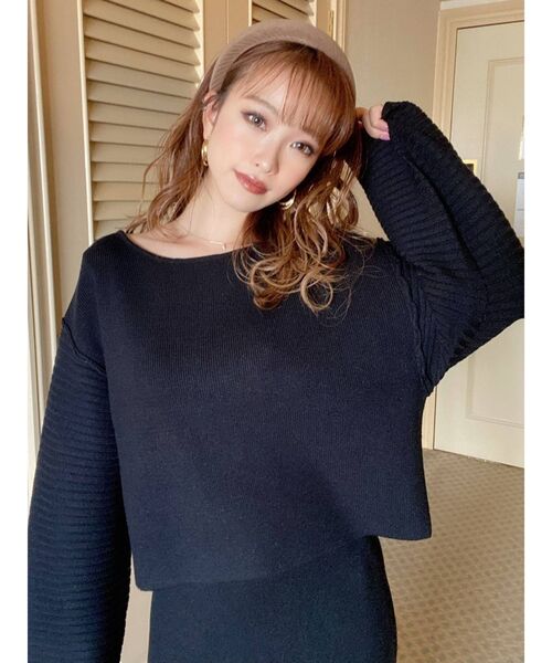 RESEXXY（リゼクシー）の「オーバーデザインニットトップス【セットアップ着用可能】（ニット/セーター・レディース・ブラック/オフホワイト/ピンク・FREE）」の5枚目の写真