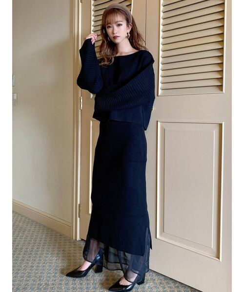 RESEXXY（リゼクシー）の「オーバーデザインニットトップス【セットアップ着用可能】（ニット/セーター・レディース・ブラック/オフホワイト/ピンク・FREE）」の12枚目の写真