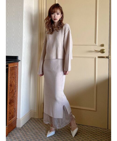 RESEXXY（リゼクシー）の「オーバーデザインニットトップス【セットアップ着用可能】（ニット/セーター・レディース・ブラック/オフホワイト/ピンク・FREE）」の21枚目の写真