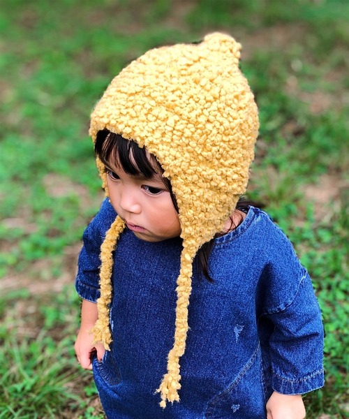 GRIN BUDDY(グリンバディ)の「【GRIN BUDDY/グリンバディ】耳付きどんぐりニットキャッップ/ニット帽Donguri Mimi Watch(ニットキャップ/ビーニー・キッズ・グレー/マスタード/ネイビー/オレンジ・53cm)」の2枚目の写真