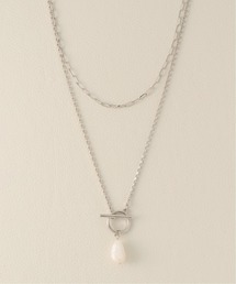 淡水パールスクエアチェーンネックレス