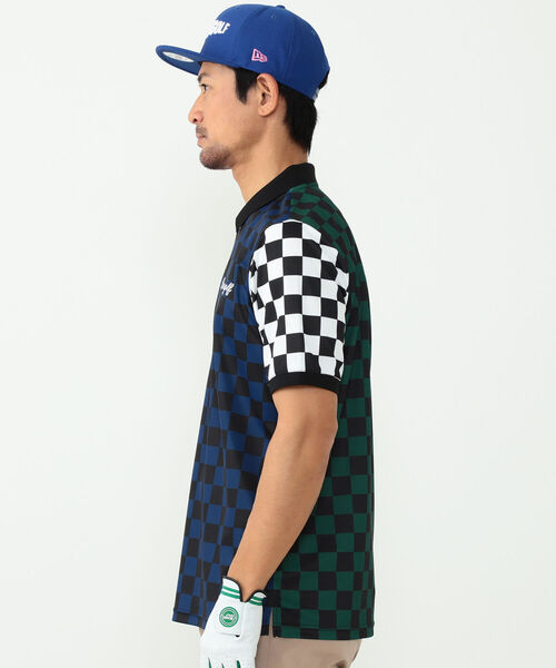 未使用品　ビームスゴルフ　チェッカーフラッグ　クレイジーパターン　半袖ポロシャツ BEAMS GOLF（ビームスゴルフ）の「BEAMS GOLF ORANGE LABEL
