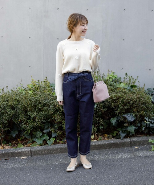 flower（フラワー）の「リトルフラワーニット（ニット/セーター・レディース・グレー/アイボリー・FREE）」の10枚目の写真