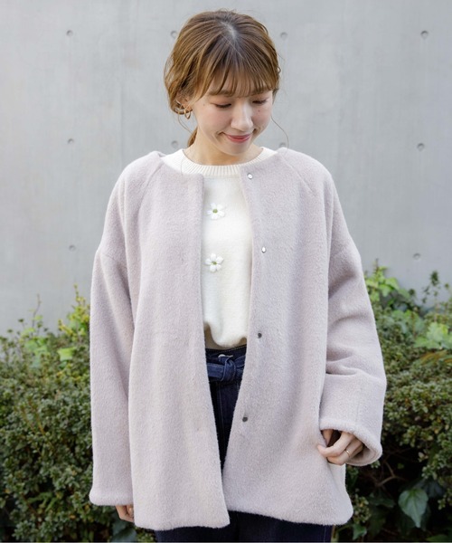 flower（フラワー）の「リトルフラワーニット（ニット/セーター・レディース・グレー/アイボリー・FREE）」の7枚目の写真