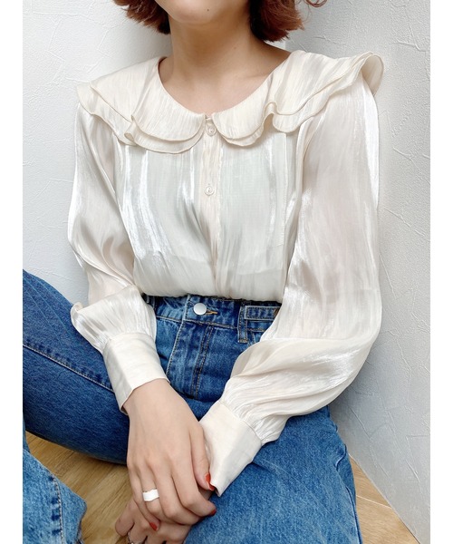 JUMELLE（ジュメロ）の「グロスカラーブラウス（シャツ/ブラウス・レディース・ピンク/アイボリー・FREE）」の2枚目の写真