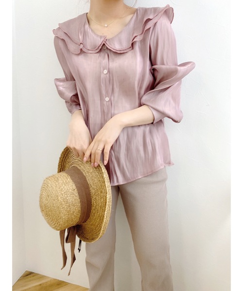 JUMELLE（ジュメロ）の「グロスカラーブラウス（シャツ/ブラウス・レディース・ピンク/アイボリー・FREE）」の16枚目の写真