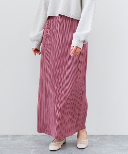 archives（アルシーヴ）の「プリーツクロススカート（スカート・レディース・ベージュ/パープル/オフホワイト/グリーン・MEDIUM）」の2枚目の写真