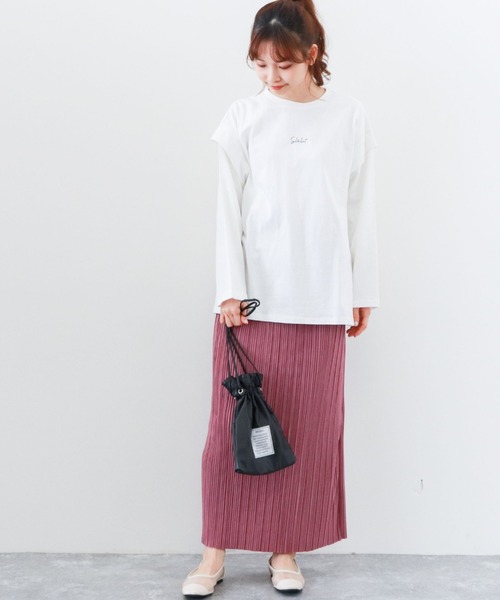 archives（アルシーヴ）の「プリーツクロススカート（スカート・レディース・ベージュ/パープル/オフホワイト/グリーン・MEDIUM）」の5枚目の写真