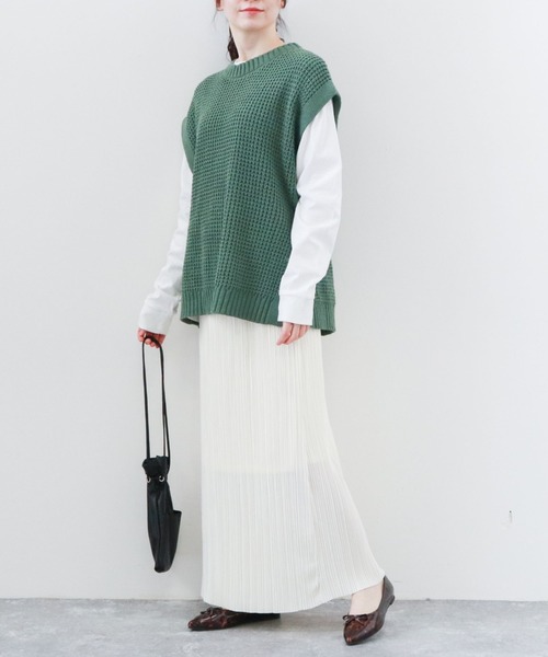 archives（アルシーヴ）の「プリーツクロススカート（スカート・レディース・ベージュ/パープル/オフホワイト/グリーン・MEDIUM）」の12枚目の写真