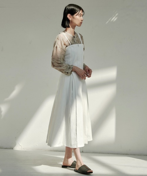 EMMA（EMMA CLOTHES）（エマ）の「【EMMA】デニムカツラギタックジャンスカワンピース（ワンピース・レディース・ホワイト/ネイビー/ブルー・FREE）」の7枚目の写真