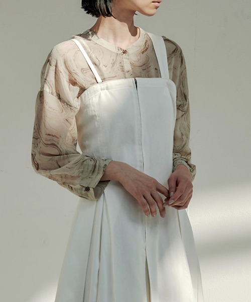 EMMA（EMMA CLOTHES）（エマ）の「【EMMA】デニムカツラギタックジャンスカワンピース（ワンピース・レディース・ホワイト/ネイビー/ブルー・FREE）」の5枚目の写真