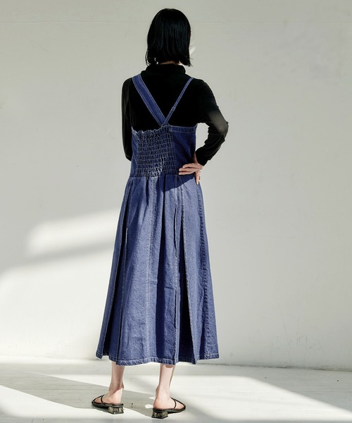 EMMA（EMMA CLOTHES）（エマ）の「【EMMA】デニムカツラギタックジャンスカワンピース（ワンピース・レディース・ホワイト/ネイビー/ブルー・FREE）」の13枚目の写真