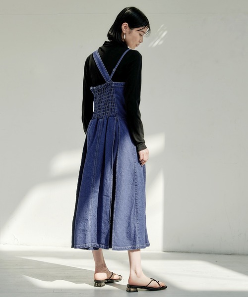 EMMA（EMMA CLOTHES）（エマ）の「【EMMA】デニムカツラギタックジャンスカワンピース（ワンピース・レディース・ホワイト/ネイビー/ブルー・FREE）」の16枚目の写真
