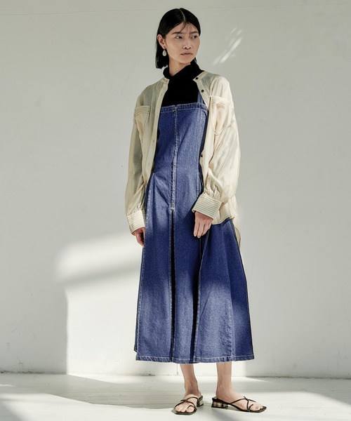 EMMA（EMMA CLOTHES）（エマ）の「【EMMA】デニムカツラギタックジャンスカワンピース（ワンピース・レディース・ホワイト/ネイビー/ブルー・FREE）」の11枚目の写真