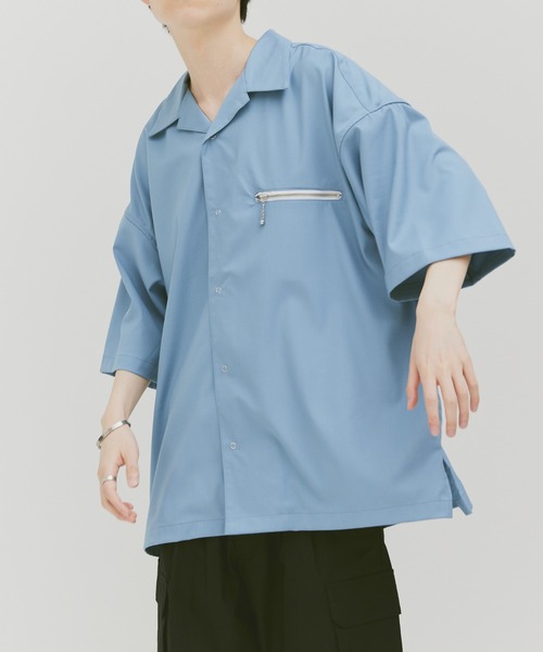 Alpinus（アルピナス）の「Alpinus - Zip pocket open colorshirt / ジップポケット オープンカラーシャツ（シャツ/ブラウス・メンズ・ホワイト/ネイビー/モカ/ブラック/ライトブルー・SMALL/MEDIUM）」の5枚目の写真