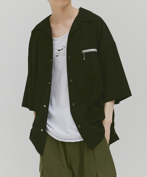 Alpinus（アルピナス）の「Alpinus - Zip pocket open colorshirt / ジップポケット オープンカラーシャツ（シャツ/ブラウス・メンズ・ホワイト/ネイビー/モカ/ブラック/ライトブルー・SMALL/MEDIUM）」の3枚目の写真