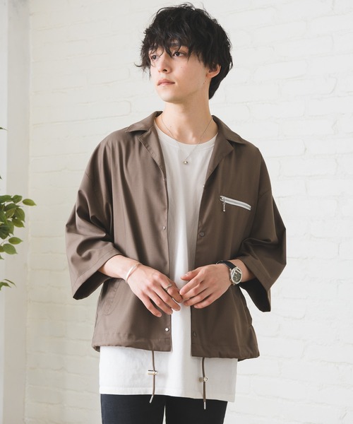 Alpinus（アルピナス）の「Alpinus - Zip pocket open colorshirt / ジップポケット オープンカラーシャツ（シャツ/ブラウス・メンズ・ホワイト/ネイビー/モカ/ブラック/ライトブルー・SMALL/MEDIUM）」の4枚目の写真