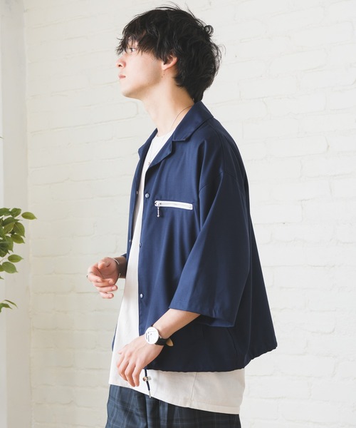 Alpinus（アルピナス）の「Alpinus - Zip pocket open colorshirt / ジップポケット オープンカラーシャツ（シャツ/ブラウス・メンズ・ホワイト/ネイビー/モカ/ブラック/ライトブルー・SMALL/MEDIUM）」の9枚目の写真