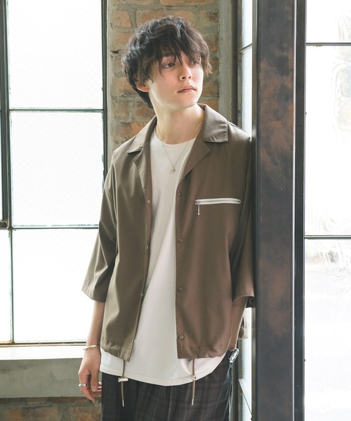 Alpinus（アルピナス）の「Alpinus - Zip pocket open colorshirt / ジップポケット オープンカラーシャツ（シャツ/ブラウス・メンズ・ホワイト/ネイビー/モカ/ブラック/ライトブルー・SMALL/MEDIUM）」の10枚目の写真