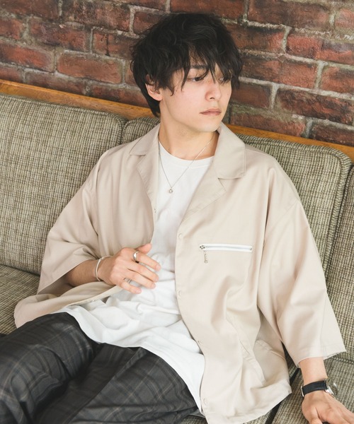 Alpinus（アルピナス）の「Alpinus - Zip pocket open colorshirt / ジップポケット オープンカラーシャツ（シャツ/ブラウス・メンズ・ホワイト/ネイビー/モカ/ブラック/ライトブルー・SMALL/MEDIUM）」の14枚目の写真