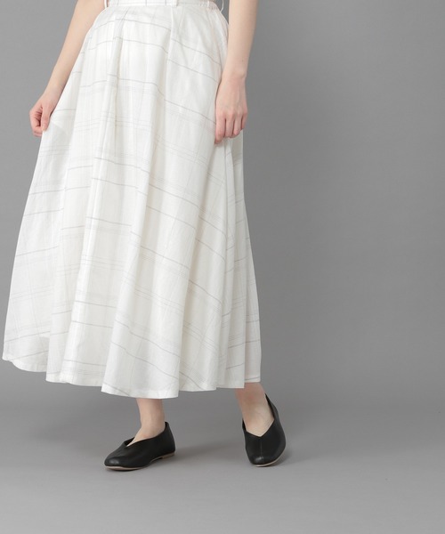 studio CLIP（スタディオクリップ）の「《Natural by studio CLIP》リネン混マキシスカート（スカート・レディース・ピンク/オフホワイト/ブラック・FREE）」の2枚目の写真