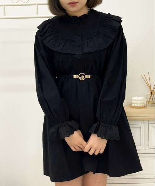 apres jour(アプレジュール)の「コットンレースフリルネックワンピース【ZOZOTOWN限定アイテム】(ワンピース・レディース・ブラック/ベージュ/アイボリー・フリー/X-LARGE)」の2枚目の写真