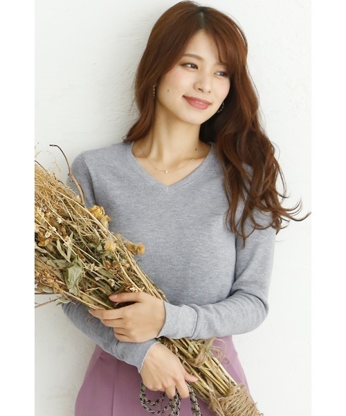ElegChic（エレグシック）の「コットン ロング Tシャツ 長袖 （Tシャツ/カットソー・レディース・グレー/ホワイト/カーキ/ネイビー/ブラック・M/L/XL/XXL/4L）」の3枚目の写真