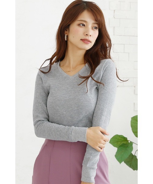 ElegChic（エレグシック）の「コットン ロング Tシャツ 長袖 （Tシャツ/カットソー・レディース・グレー/ホワイト/カーキ/ネイビー/ブラック・M/L/XL/XXL/4L）」の6枚目の写真